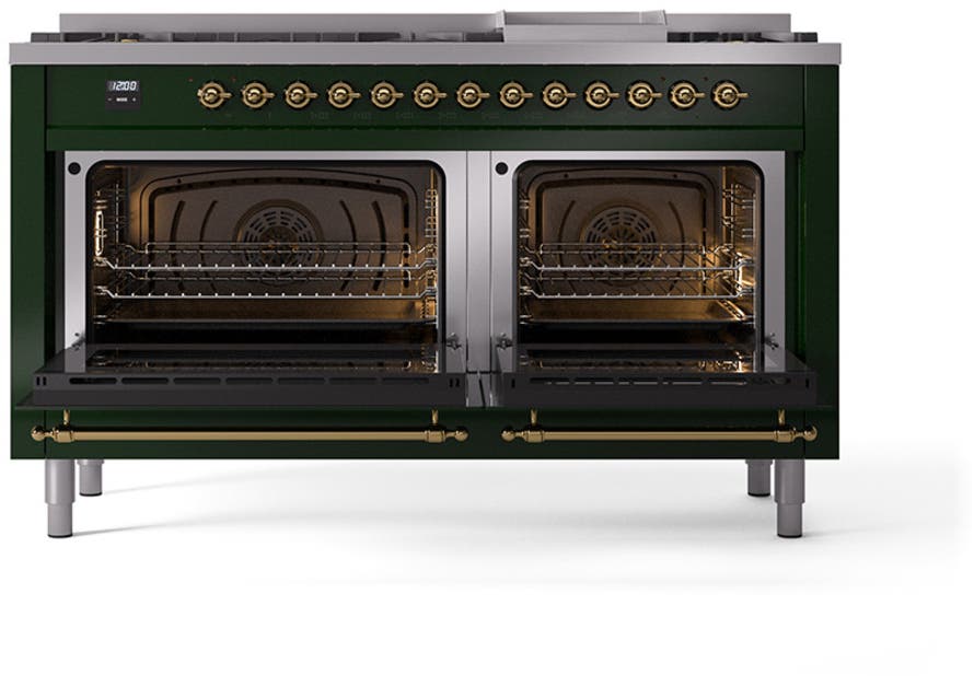 Ilve UN60FNMPEGGLP Emerald Green With Brass Knobs, Liquid Propane