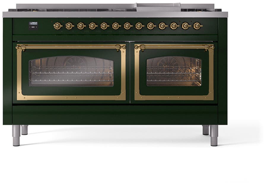 Ilve UN60FNMPEGG Emerald Green With Brass Knobs, Natural Gas