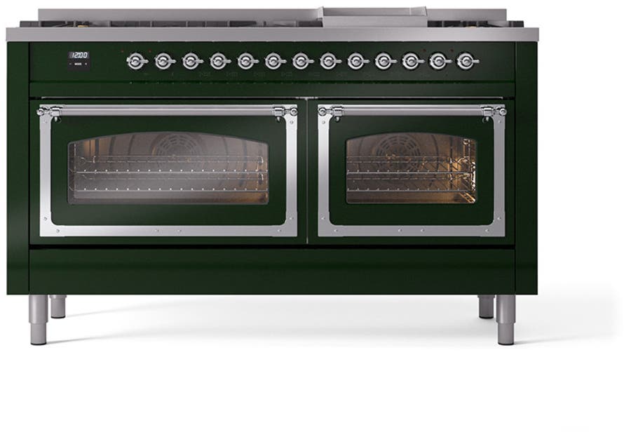 Ilve UN60FNMPEGCLP Emerald Green With Chrome Knobs, Liquid Propane