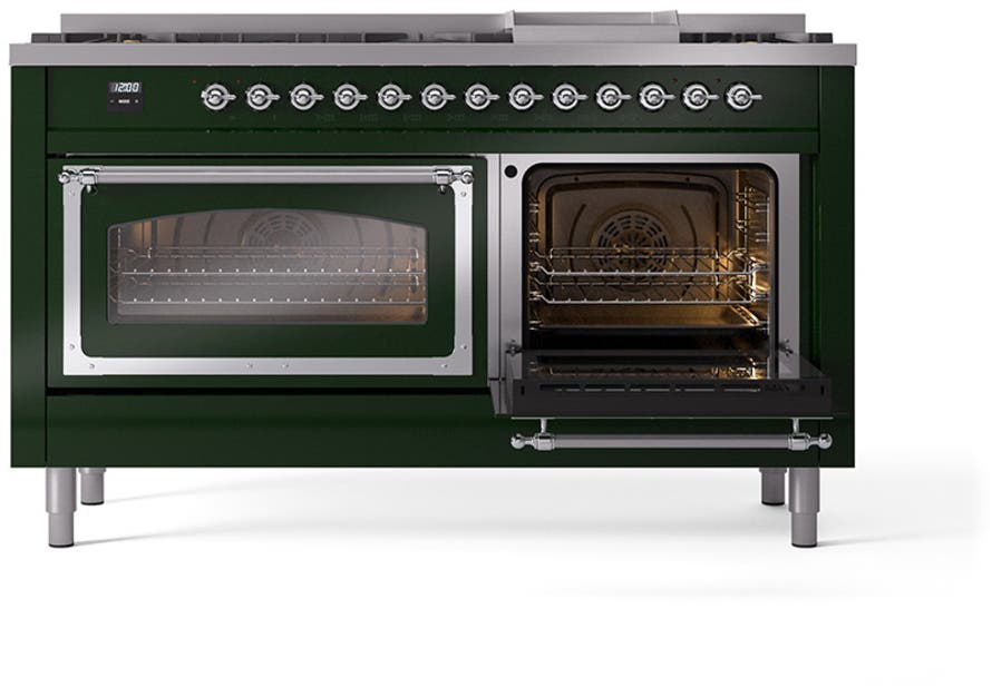 Ilve UN60FNMPEGC Emerald Green With Chrome Knobs, Natural Gas