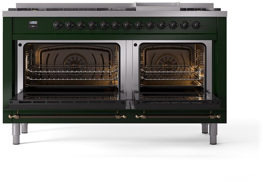 Ilve UN60FNMPEGBLP Emerald Green With Bronze Knobs, Liquid Propane