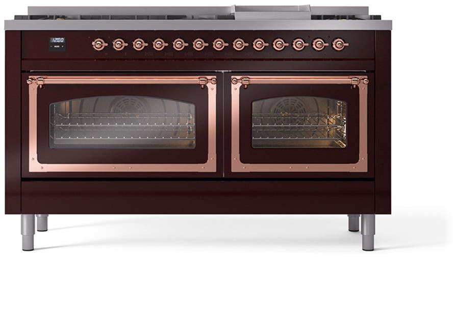 Ilve UN60FNMPBUPLP Burgundy With Copper Knobs, Liquid Propane