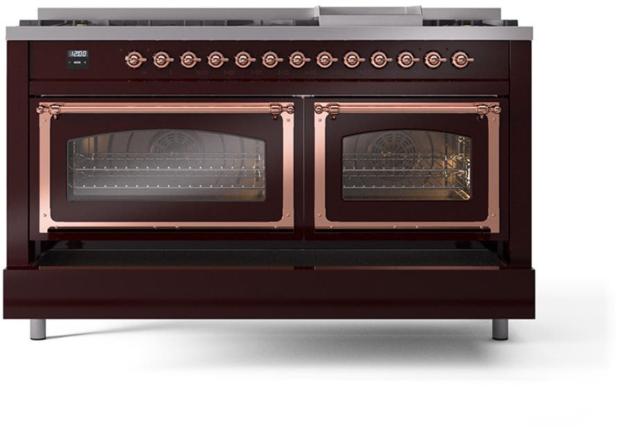 Ilve UN60FNMPBUPLP Burgundy With Copper Knobs, Liquid Propane