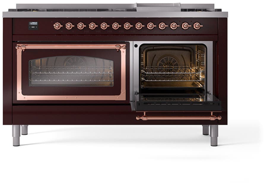 Ilve UN60FNMPBUP Burgundy With Copper Knobs, Natural Gas