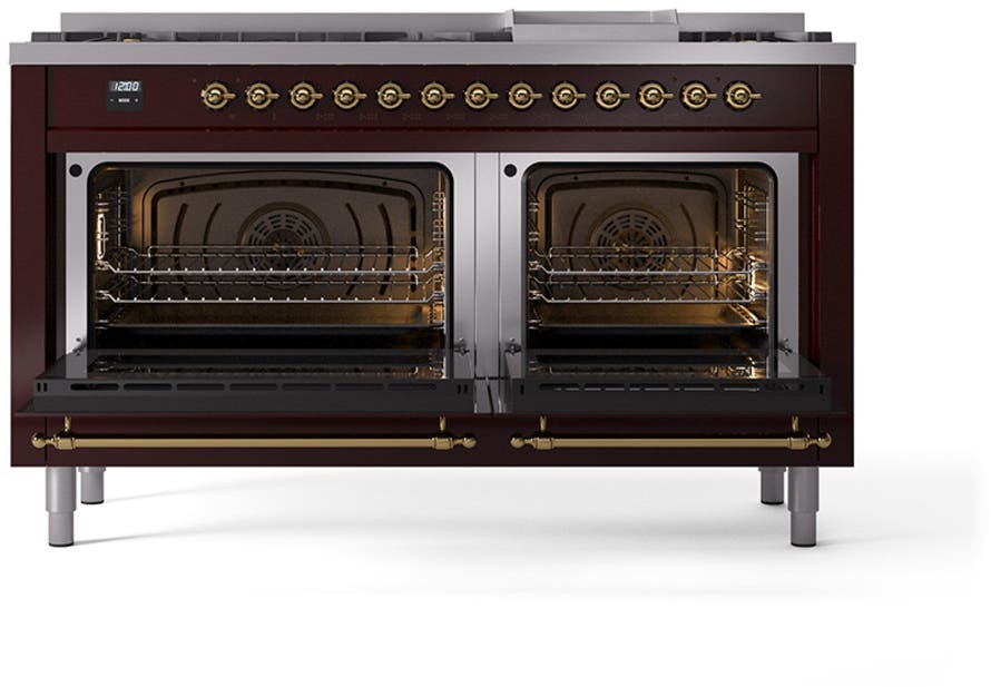 Ilve UN60FNMPBUG Burgundy With Brass Knobs, Natural Gas