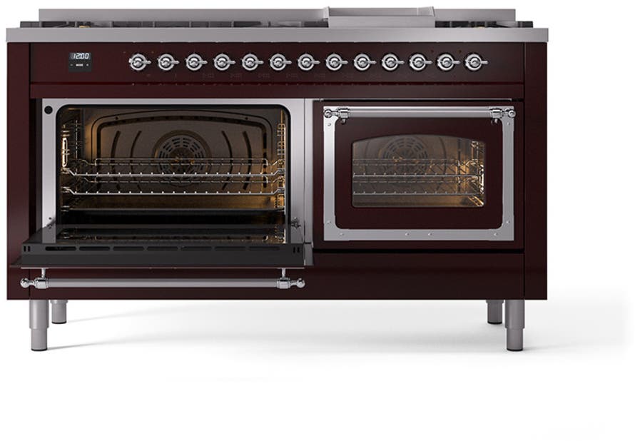 Ilve UN60FNMPBUCLP Burgundy With Chrome Knobs, Liquid Propane