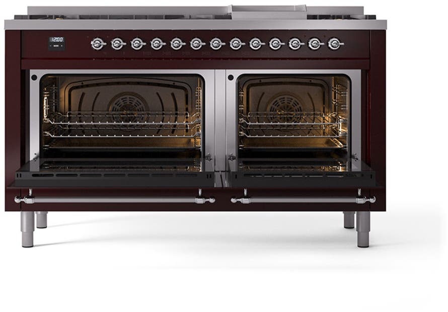 Ilve UN60FNMPBUC Burgundy With Chrome Knobs, Natural Gas