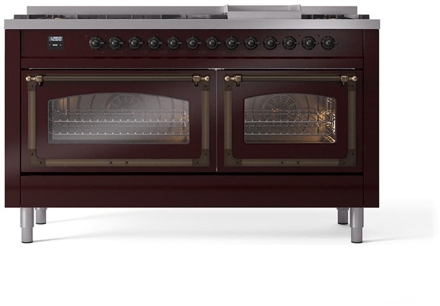 Ilve UN60FNMPBUBLP Burgundy With Bronze Knobs, Liquid Propane