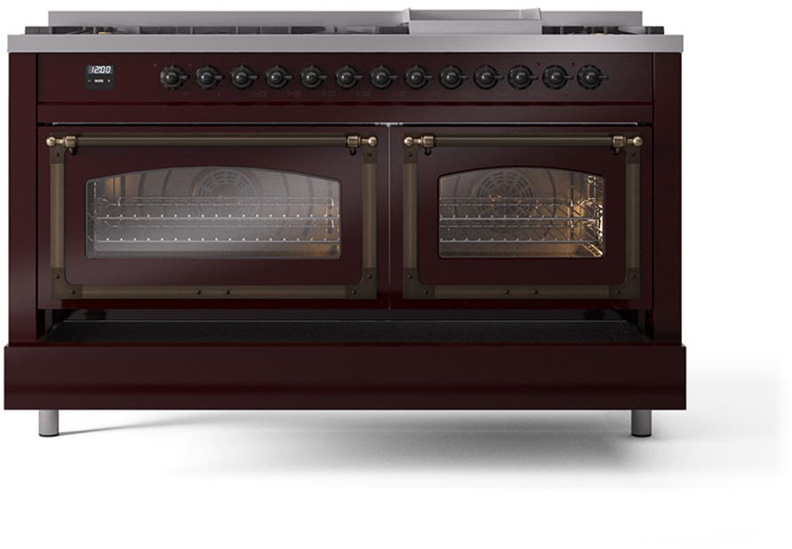 Ilve UN60FNMPBUBLP Burgundy With Bronze Knobs, Liquid Propane