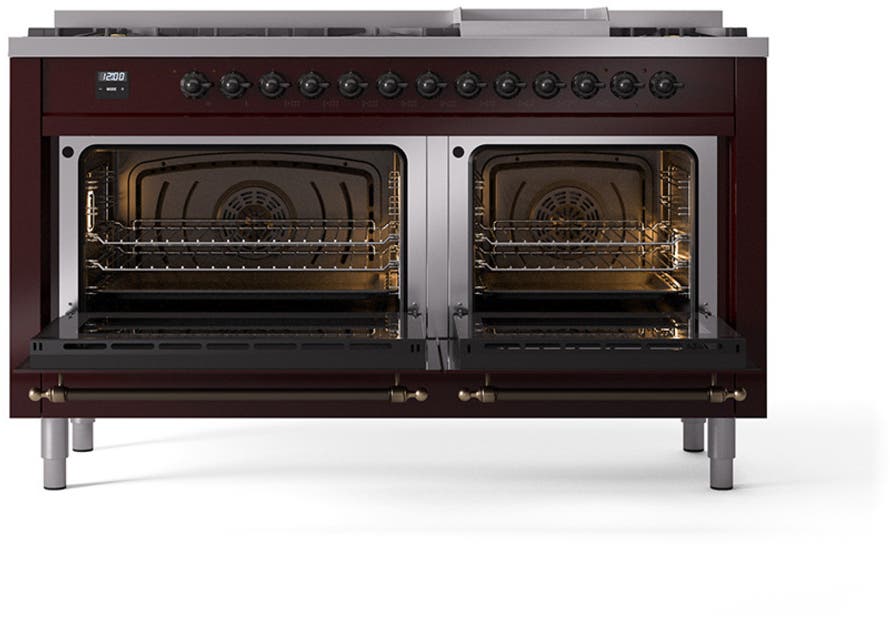 Ilve UN60FNMPBUB Burgundy With Bronze Knobs, Natural Gas