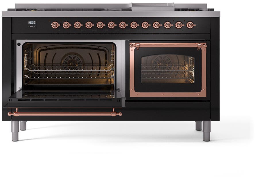 Ilve UN60FNMPBKPLP Glossy Black With Copper Knobs, Liquid Propane
