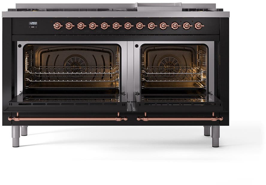 Ilve UN60FNMPBKP Glossy Black With Copper Knobs, Natural Gas