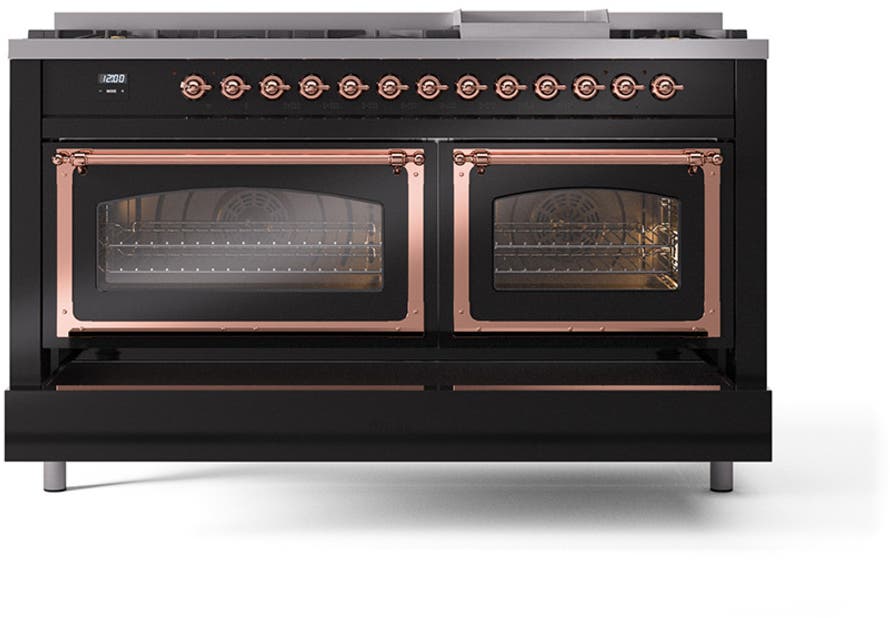 Ilve UN60FNMPBKP Glossy Black With Copper Knobs, Natural Gas