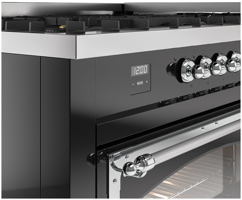 Ilve UN60FNMPBKCLP Glossy Black With Chrome Knobs, Liquid Propane