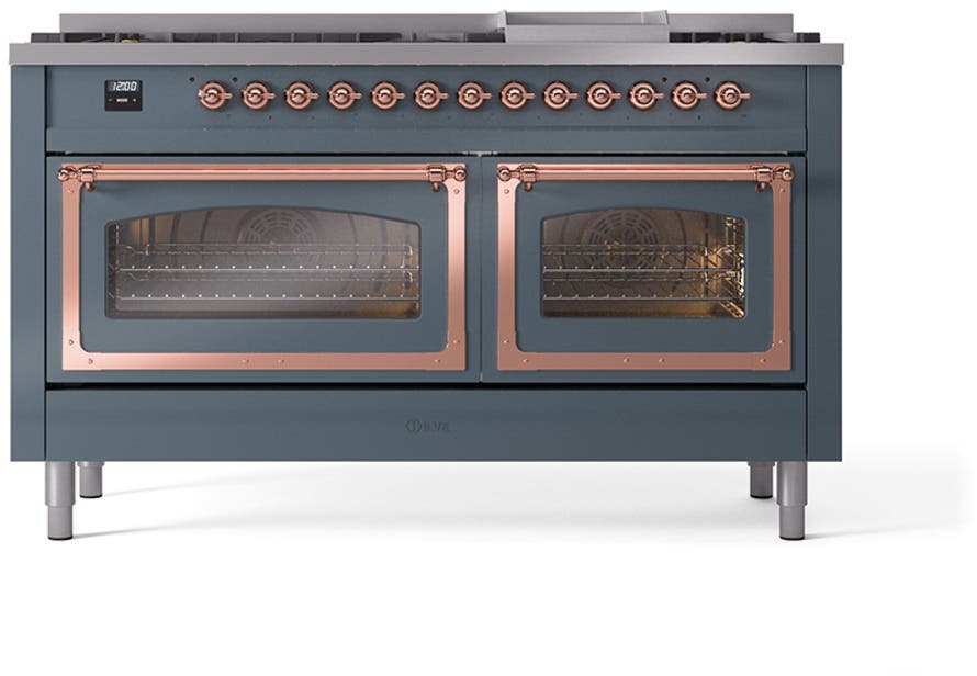 Ilve UN60FNMPBGPLP Blue Grey With Copper Knobs, Liquid Propane
