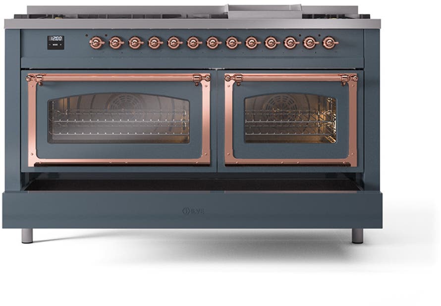 Ilve UN60FNMPBGPLP Blue Grey With Copper Knobs, Liquid Propane