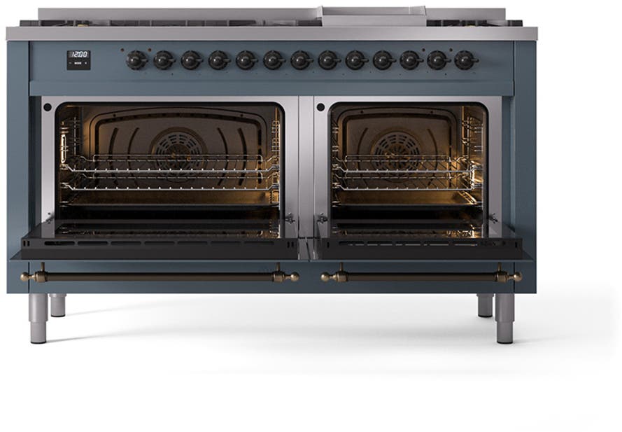 Ilve UN60FNMPBGBLP Blue Grey With Bronze Knobs, Liquid Propane