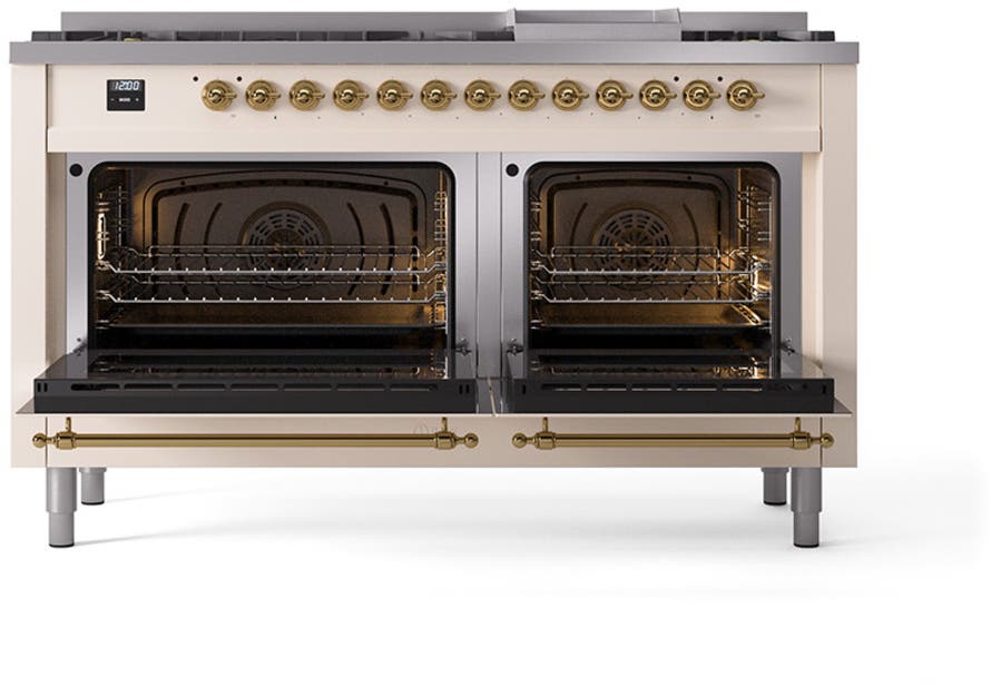 Ilve UN60FNMPAWGLP Antique White With Brass Knobs, Liquid Propane