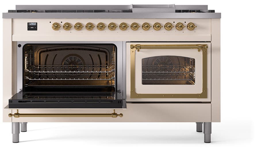 Ilve UN60FNMPAWG Antique White With Brass Knobs, Natural Gas
