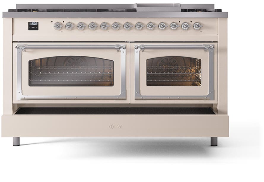 Ilve UN60FNMPAWCLP Antique White With Chrome Knobs, Liquid Propane