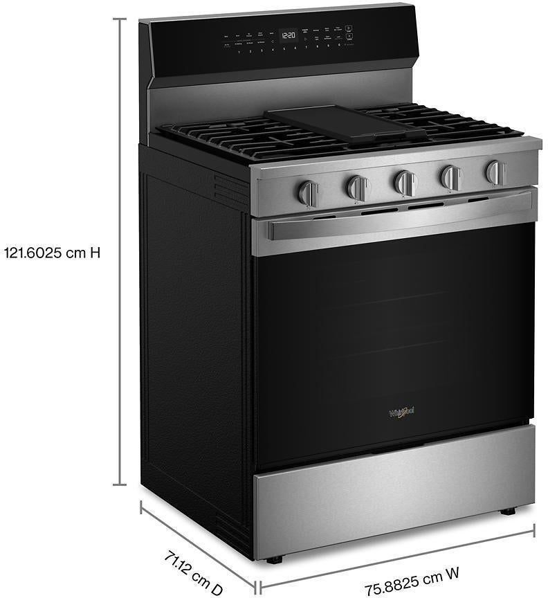 Whirlpool WFGS7530RZ 30 Inch Smart Gas Range With Air Cooking technolog...