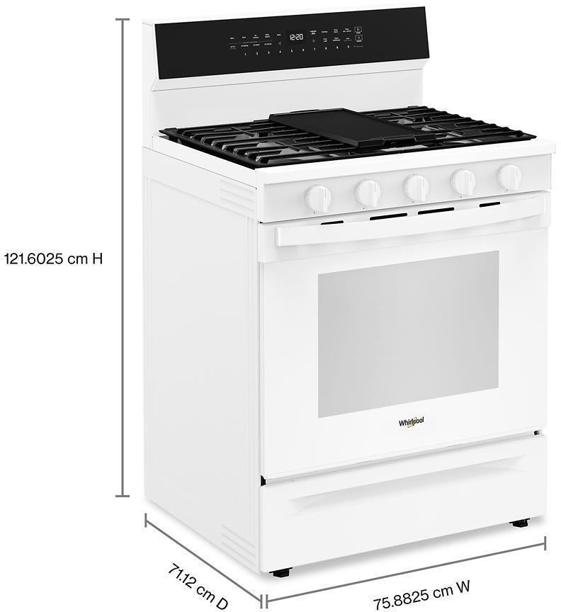 Whirlpool WFGS7530RW 30 Inch Smart Gas Range With Air Cooking technolog...