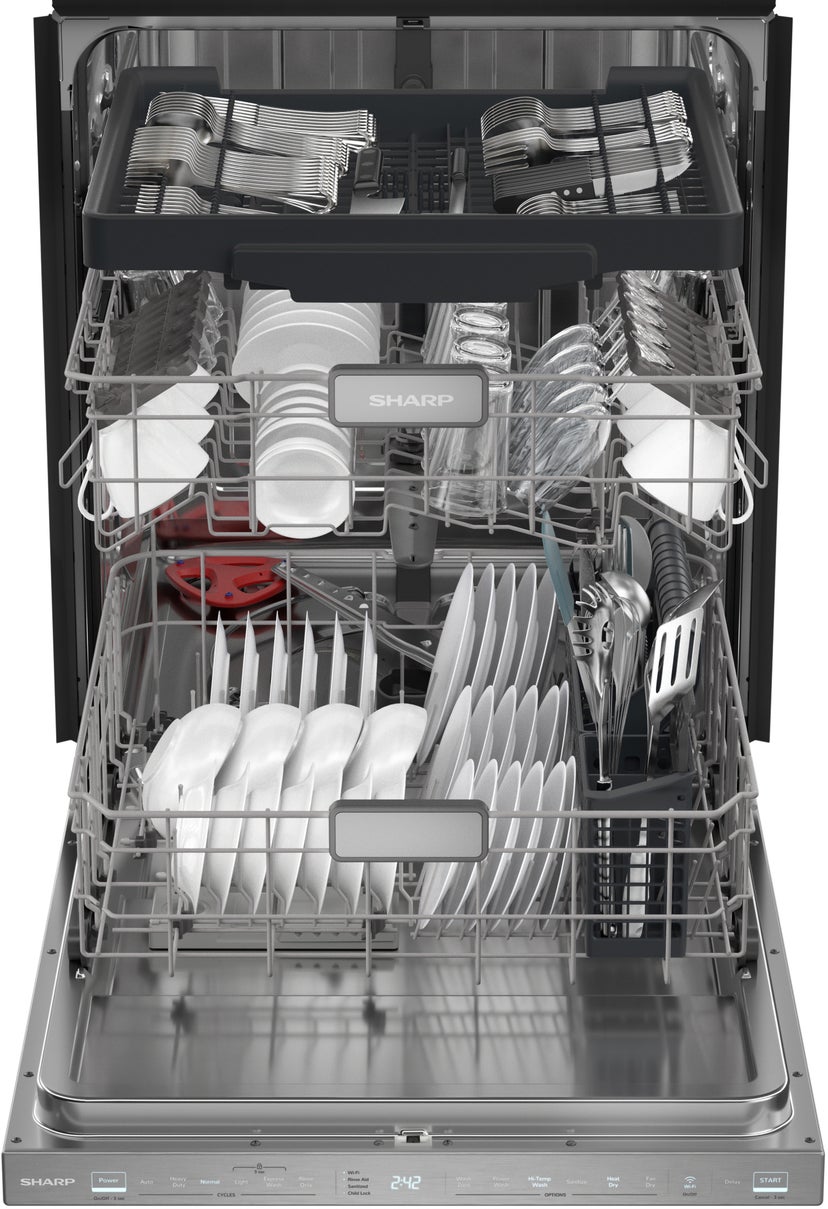 Sharp SDW6888JS 24 in. Slide-In Smart 42 dB Dishwasher: Stainless ...