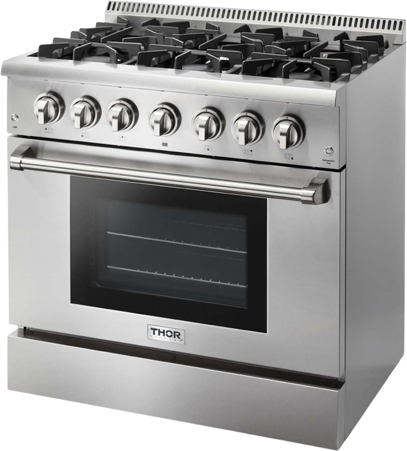 Thor HRD3606ULP 36 Inch Freestanding Dual Fuel Range HRD Series: S...