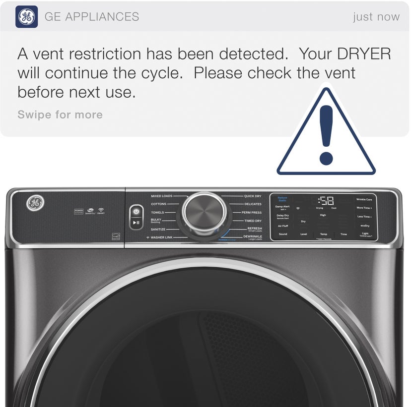 GE GFD65ESPVDS 28-inch Smart Electric Dryer with 7.8 cu. ft. Capa...