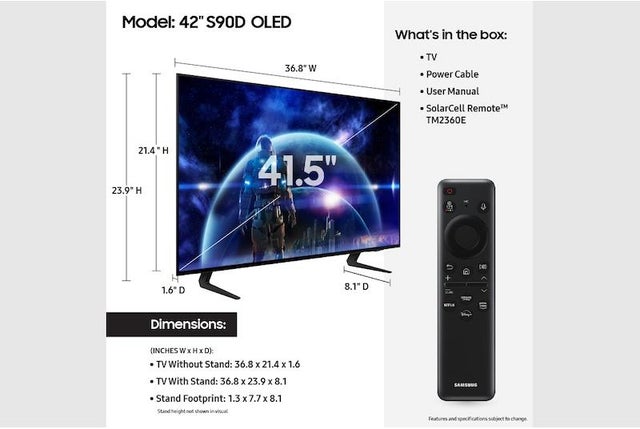 Samsung Electronics QN42S90DAEXZA 4K UHD 120 Hz Laser Slim Design Motion Xcelerator ...