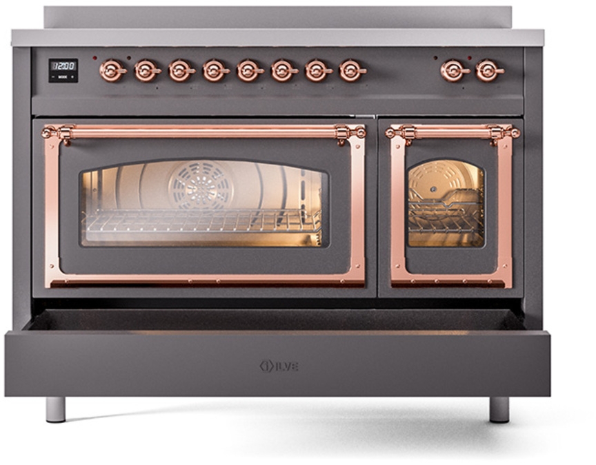 Ilve UNI486NMPMGP Graphite Matte With Copper Knobs