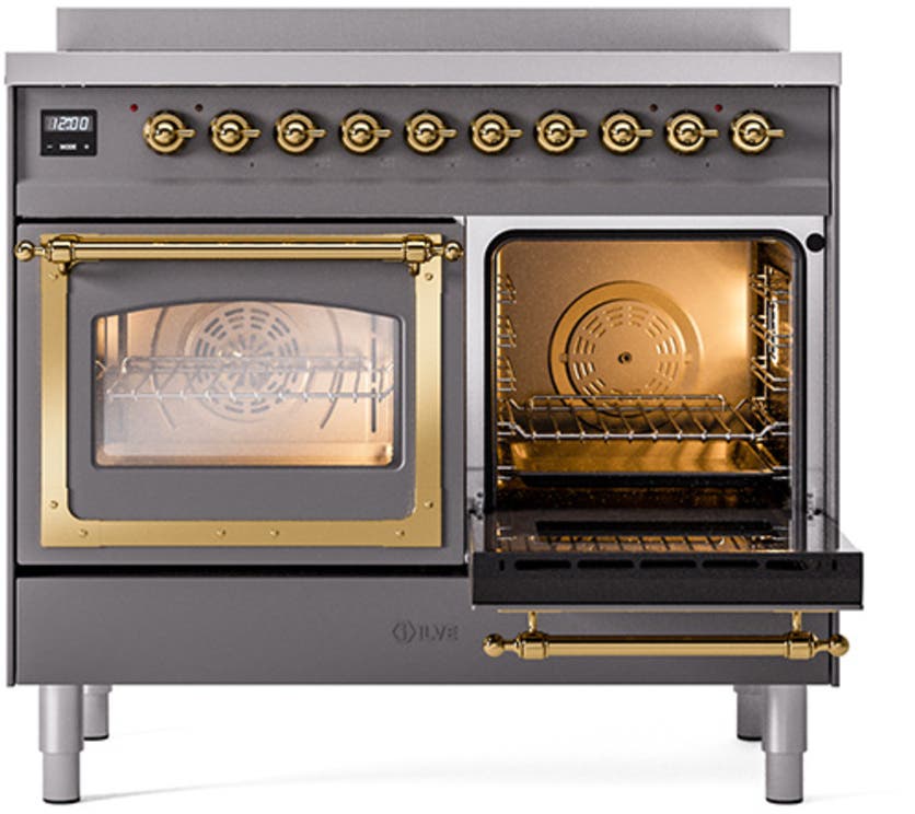 Ilve UNDI406NMPMBG Graphite Matte With Brass Knobs