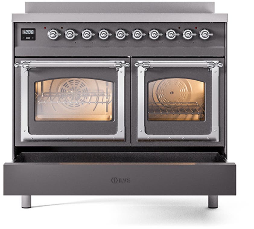 Ilve UNDI406NMPMBC Graphite Matte With Chrome Knobs