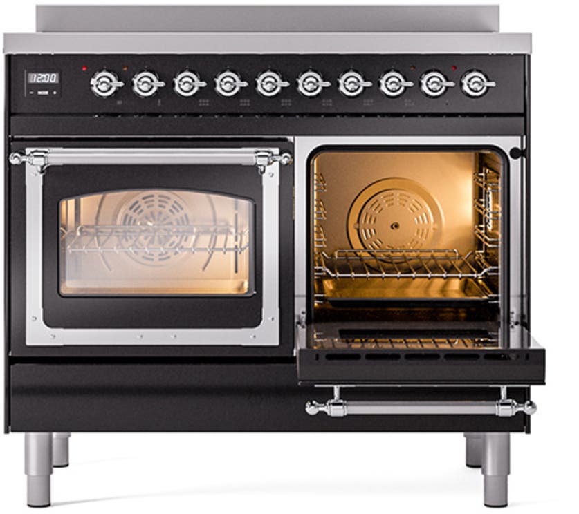 Ilve UNDI406NMPEGC Glossy Black With Chrome Knobs
