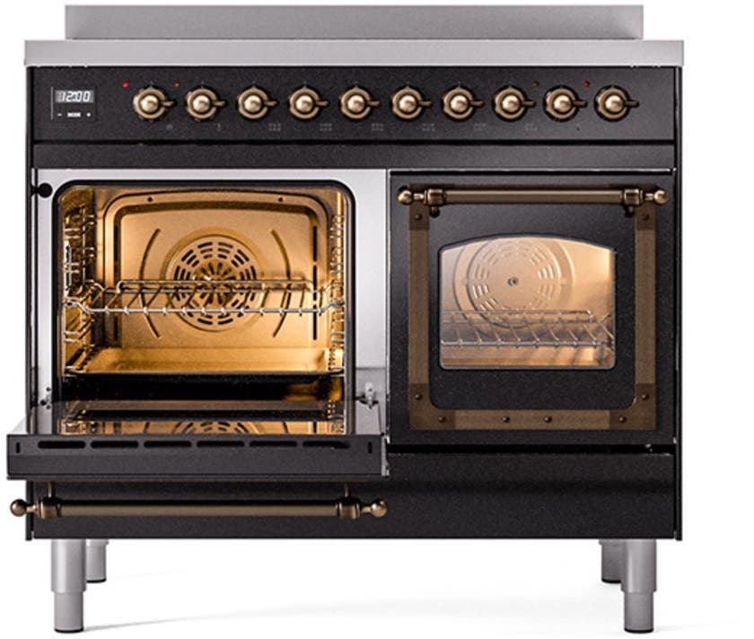 Ilve UNDI406NMPEGB Glossy Black With Bronze Knobs