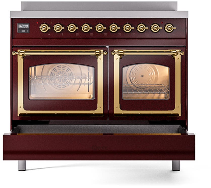 Ilve UNDI406NMPBKG Burgundy With Brass Knobs