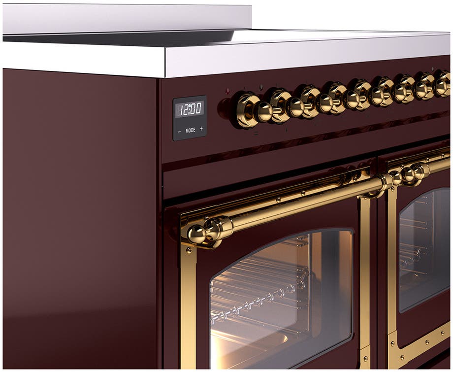 Ilve UNDI406NMPBKG Burgundy With Brass Knobs