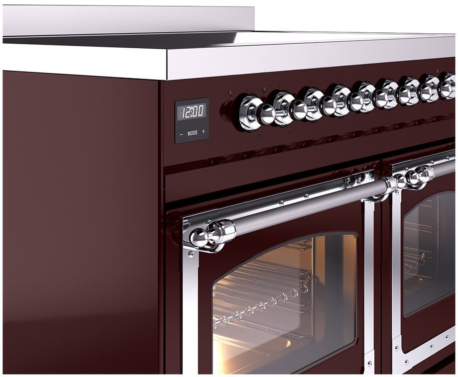 Ilve UNDI406NMPBKC Burgundy With Chrome Knobs