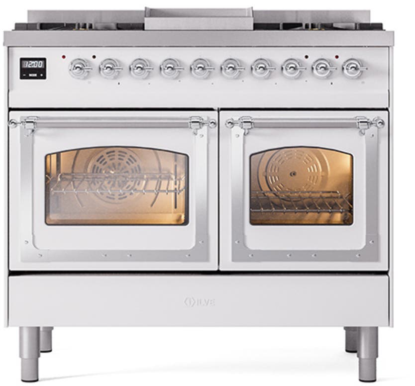Ilve UND40FNMPWHCLP White With Chrome Knobs, Liquid Propane