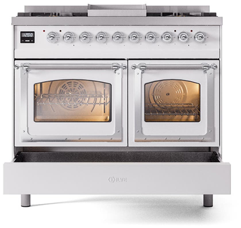Ilve UND40FNMPWHC White With Chrome Knobs, Natural Gas