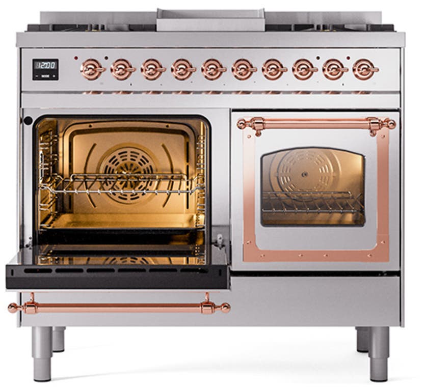 Ilve UND40FNMPSSP Stainless Steel With Copper Knobs, Natural Gas