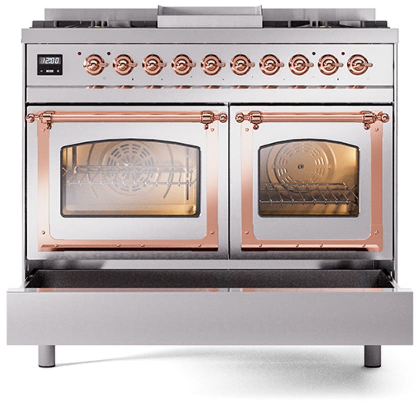 Ilve UND40FNMPSSP Stainless Steel With Copper Knobs, Natural Gas
