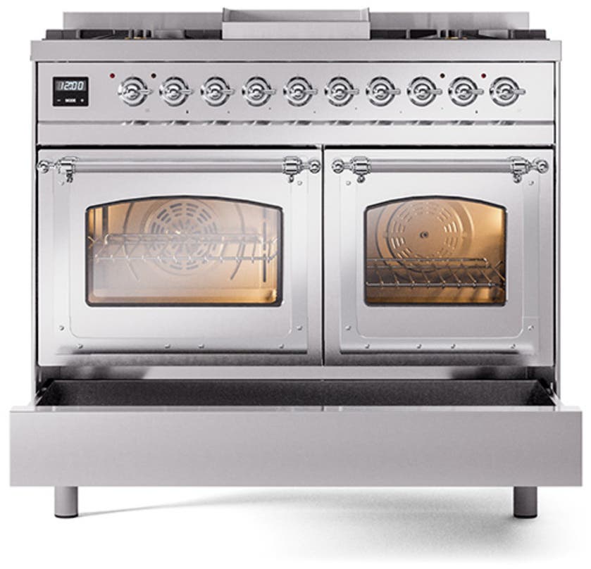 Ilve UND40FNMPSSC Stainless Steel With Chrome Knobs, Natural Gas