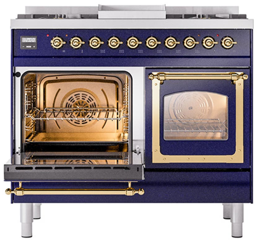 Ilve UND40FNMPMGGLP Graphite Matte With Brass Knobs, Liquid Propane