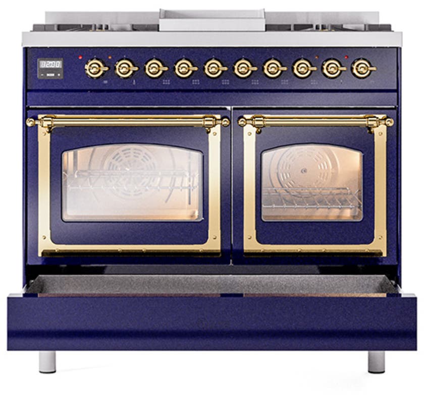 Ilve UND40FNMPMGGLP Graphite Matte With Brass Knobs, Liquid Propane