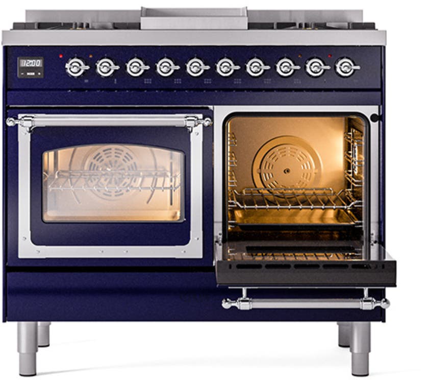 Ilve UND40FNMPMGCLP Graphite Matte With Chrome Knobs, Liquid Propane