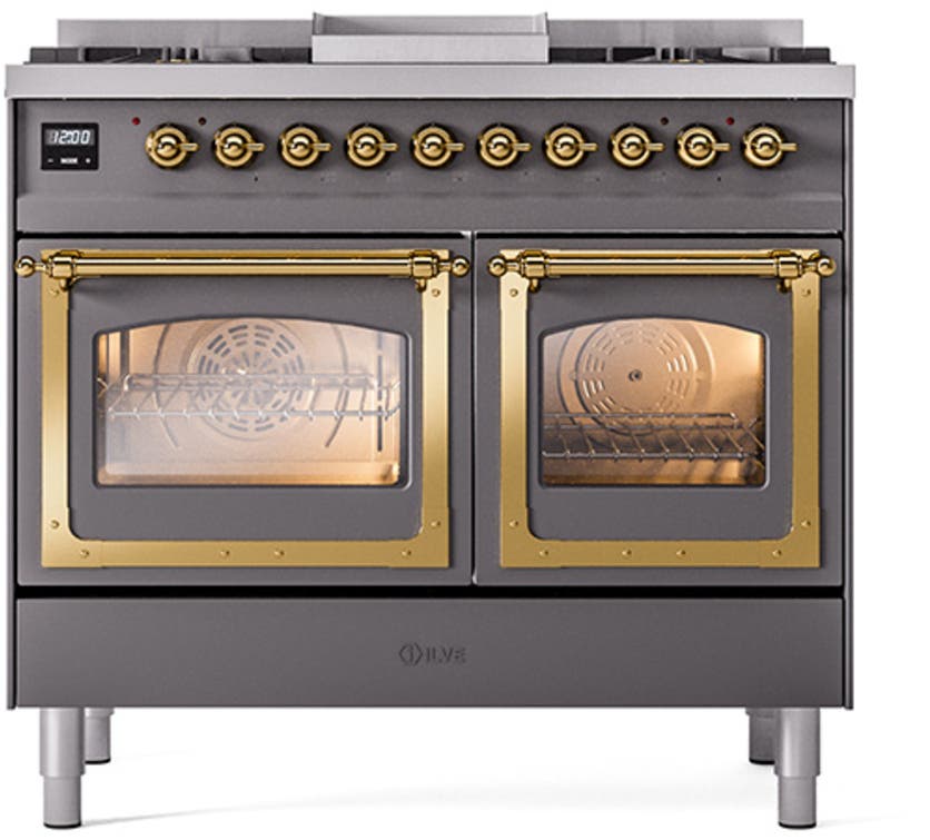 Ilve UND40FNMPMBGLP Midnight Blue With Brass Knobs, Liquid Propane