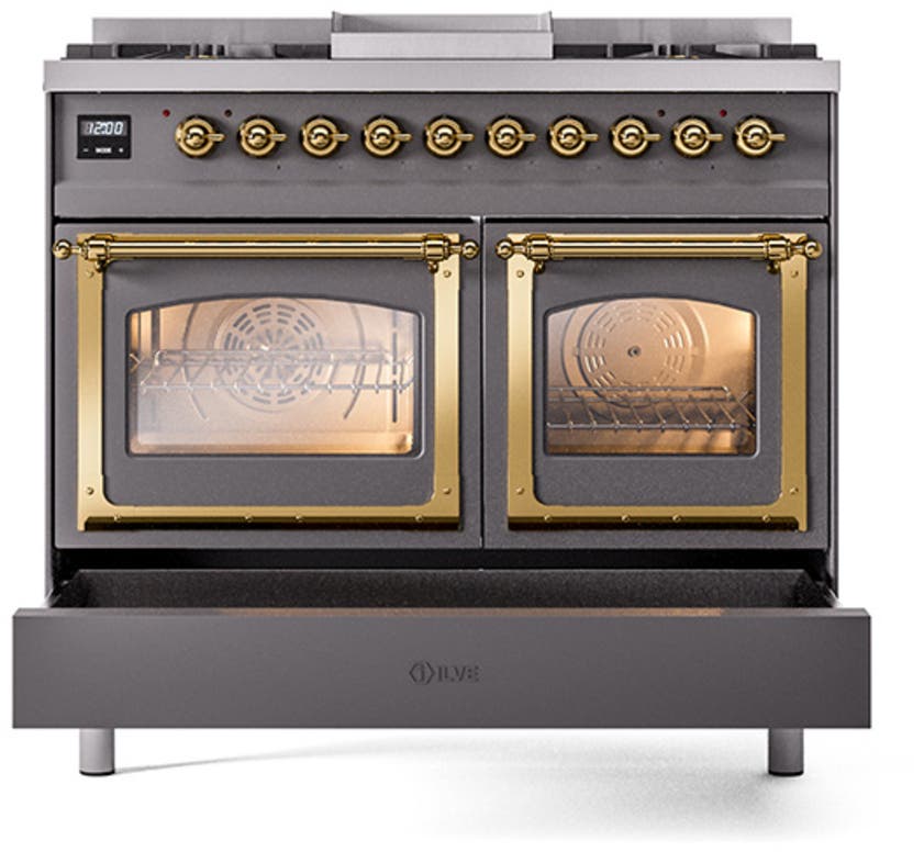 Ilve UND40FNMPMBGLP Midnight Blue With Brass Knobs, Liquid Propane