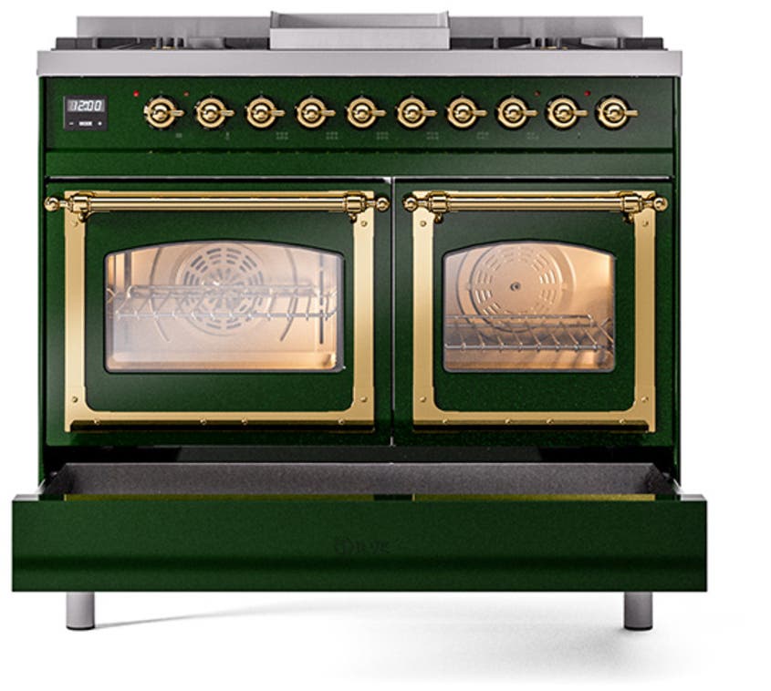 Ilve UND40FNMPBUG Burgundy With Brass Knobs, Natural Gas