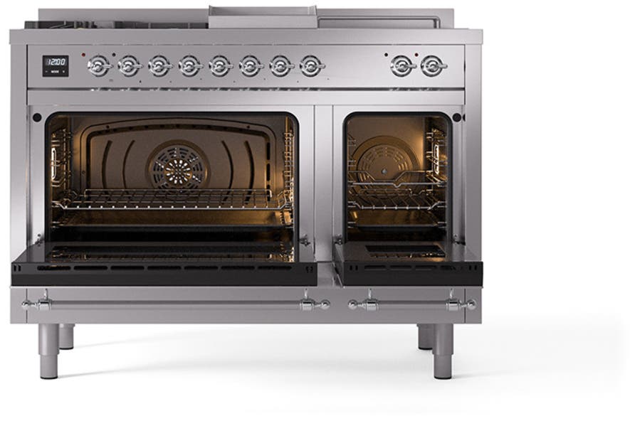Ilve UN48FSQNMPSSC Stainless Steel With Chrome Knobs, Natural Gas
